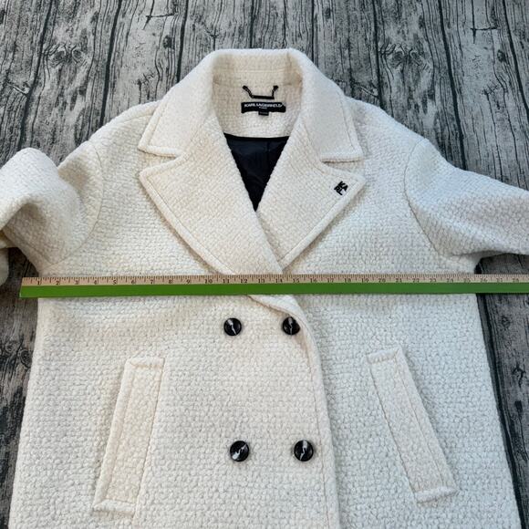 KARL LAGERFELD PARIS Women's XL Double-Breasted Overcoat Wool Blend - Picture 13 of 16